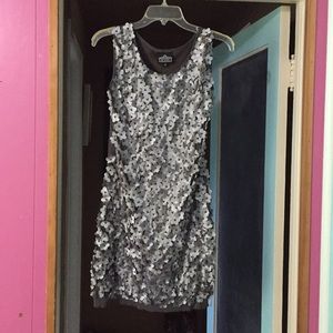 Charcoal ANGIE flowered, beaded dress size Small